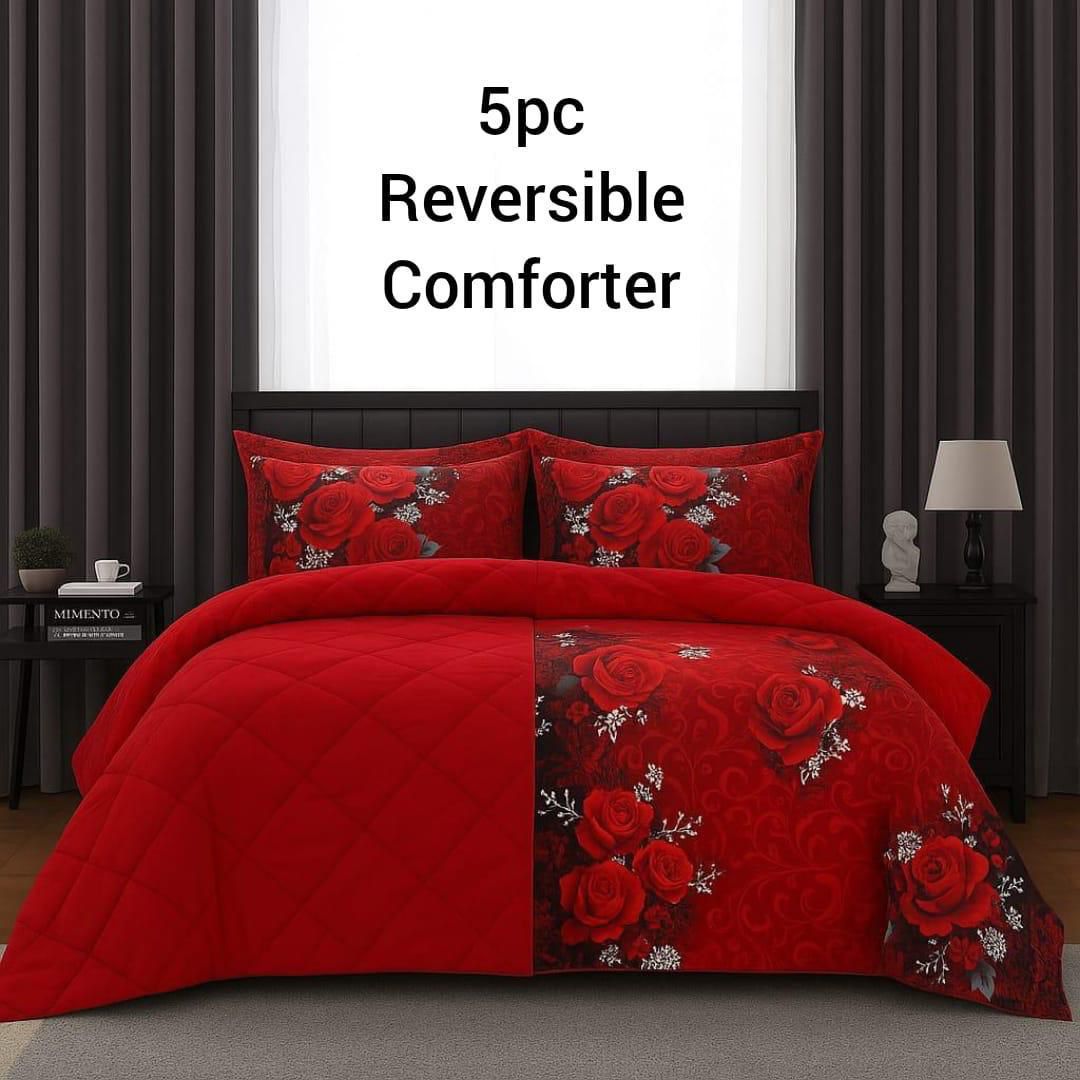 5 piece reversible comforter set