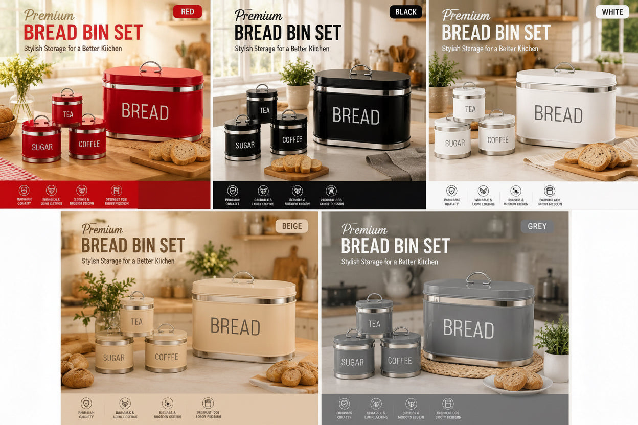 4 piece bread bin and canister set