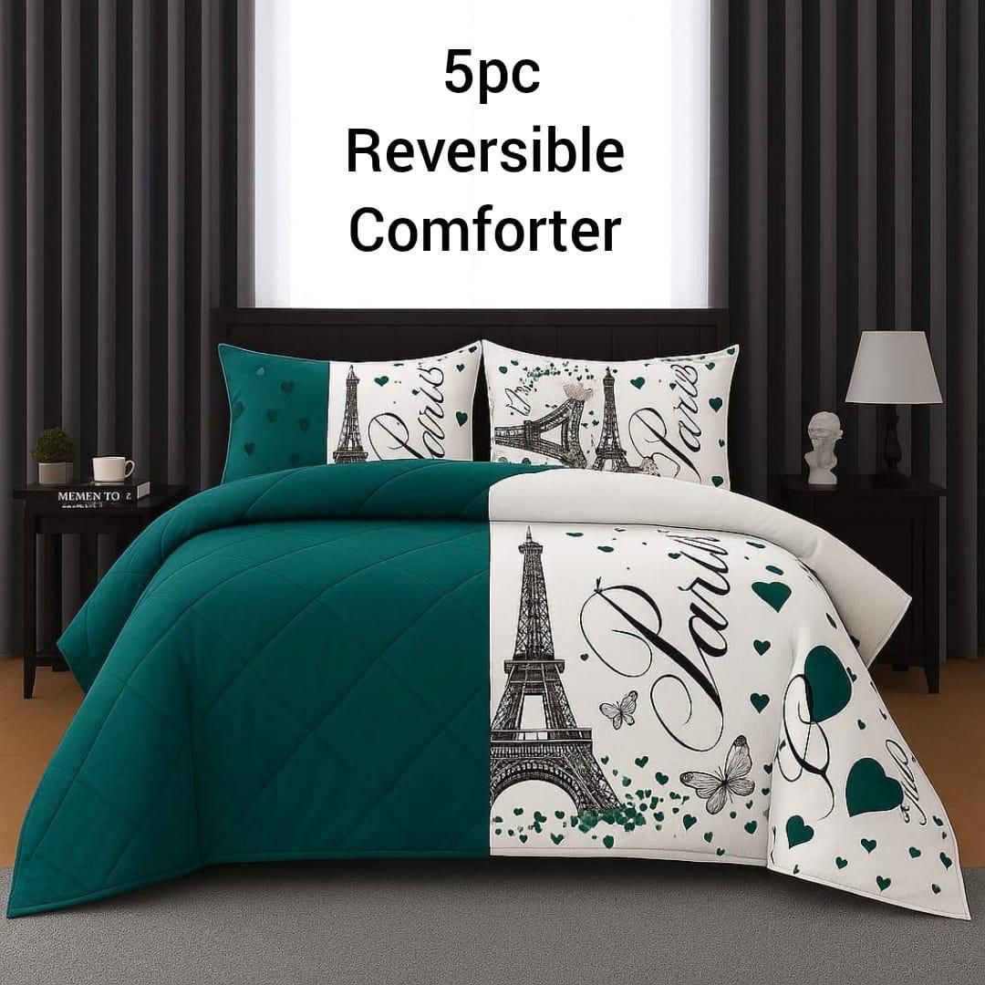 5 piece reversible comforter set