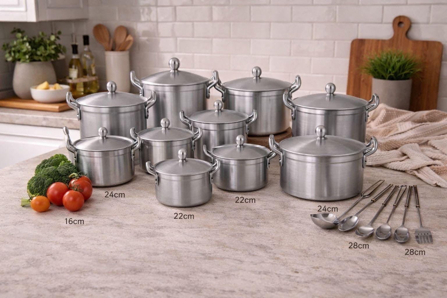 20 Piece Aluminum Pot set