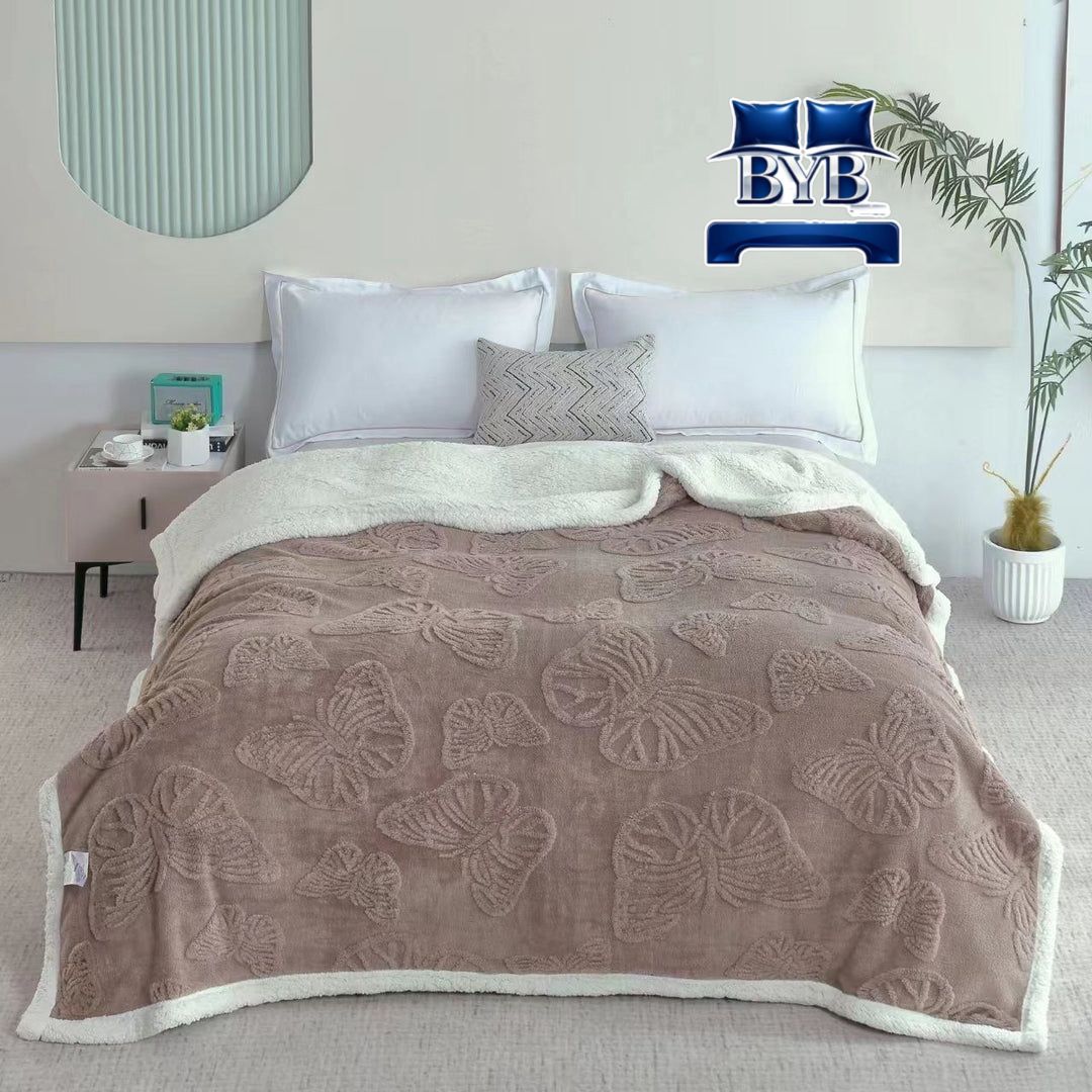 Butterfly embossed Sherpa fleece