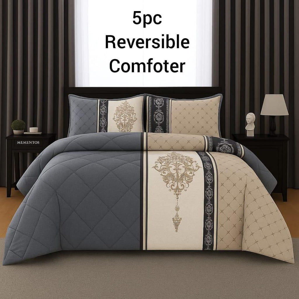 5 piece reversible comforter set