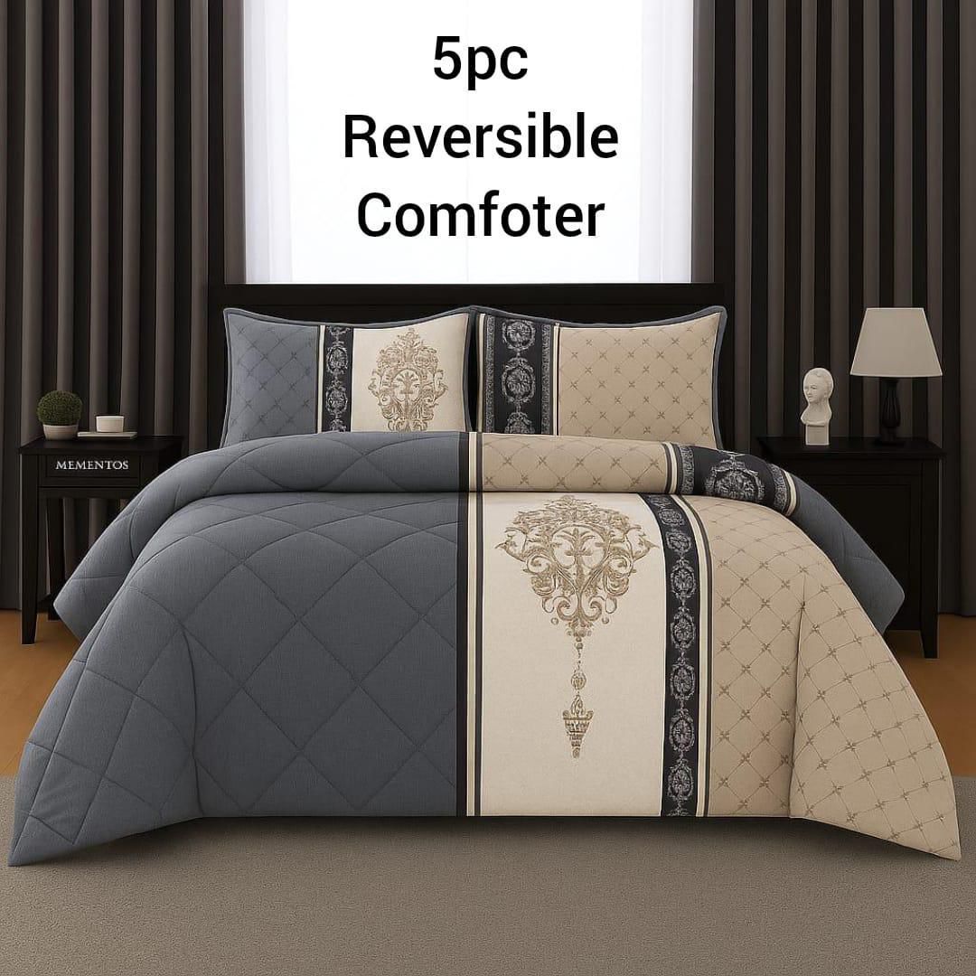5 piece reversible comforter set
