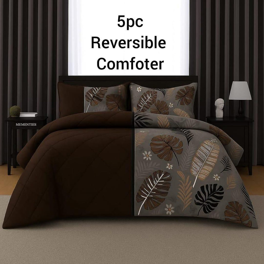 5 piece reversible comforter set