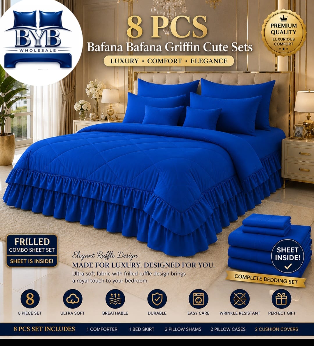 8 pcs Bafana Ruffle Comforter set