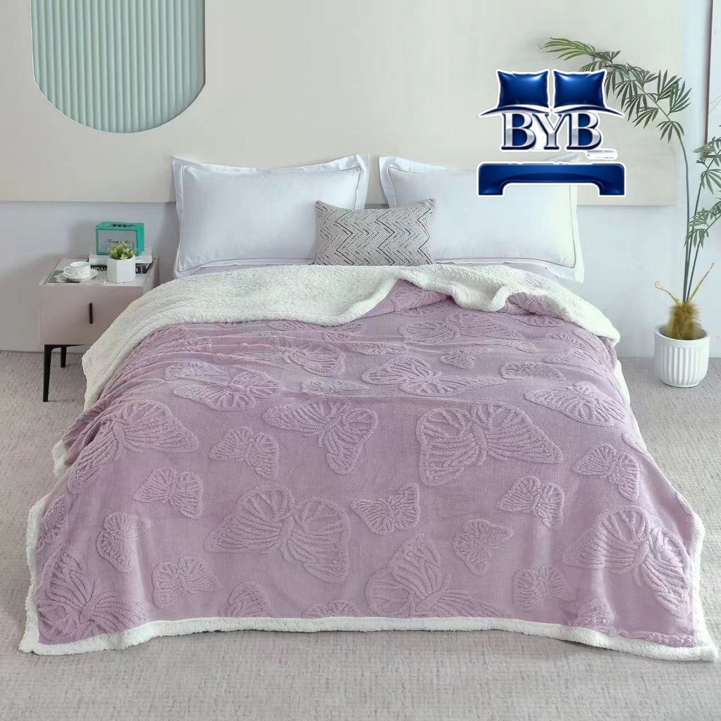 Butterfly embossed Sherpa fleece