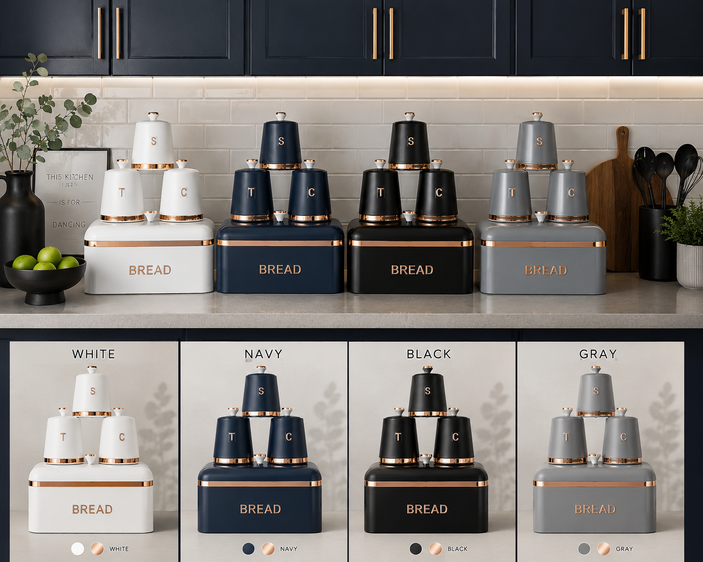 4 piece bread bin and canisters set